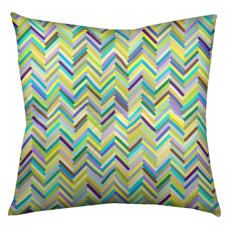 Coussin de plancher chevrons, 30 po x 30 po, Vert / Jaune