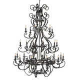 French 24 - Light Candle Style Tiered Chandelier