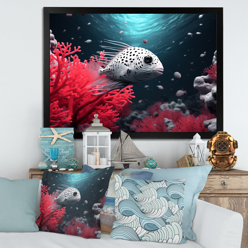 «The Graceful Pufferfish» sur toile, Cadre photo noir, H 16 po x l 32 po x P 1 po