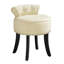 Tabouret de coiffeuse à dossier roulé en lin / velours avec garniture cloutée Bardot-25254901