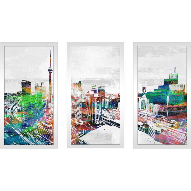 Toronto City View III, impression d’art graphique à multiples images encadrées, H 25,5 po x l 40,5 po x P 1 po