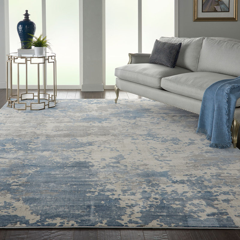 Blue Rug, Luxurious Modern Abstract Rug, 10Mm Thick Stain Resistant Rug For Bedroom, & Dining Room, Rectangle 120 x 180cm