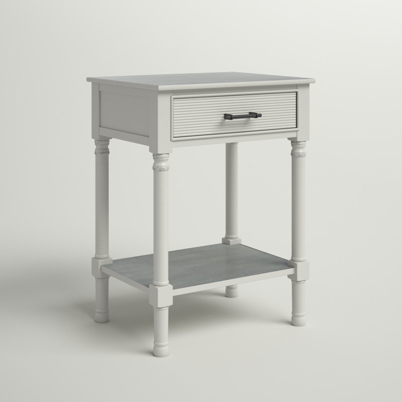 Peters End Table with Storage, Distressed Grey