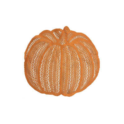Halloween Decorations Fall Pumpkin Shaped Lace Placemats 11.8 Inch Polyester Knit Table Doilies Orange Thanksgiving Table Linens For Home Dining Kitchen Holiday Tabletop Decor