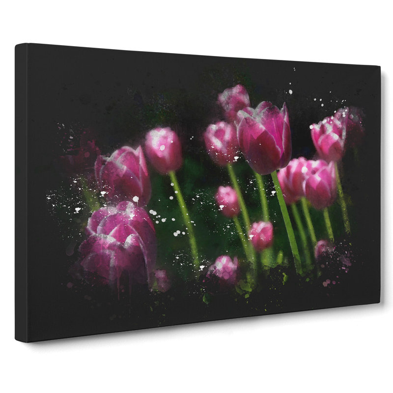 Pink Tulip Flowers - Wrapped Canvas Print, 60cm H x 91cm W x 3cm D