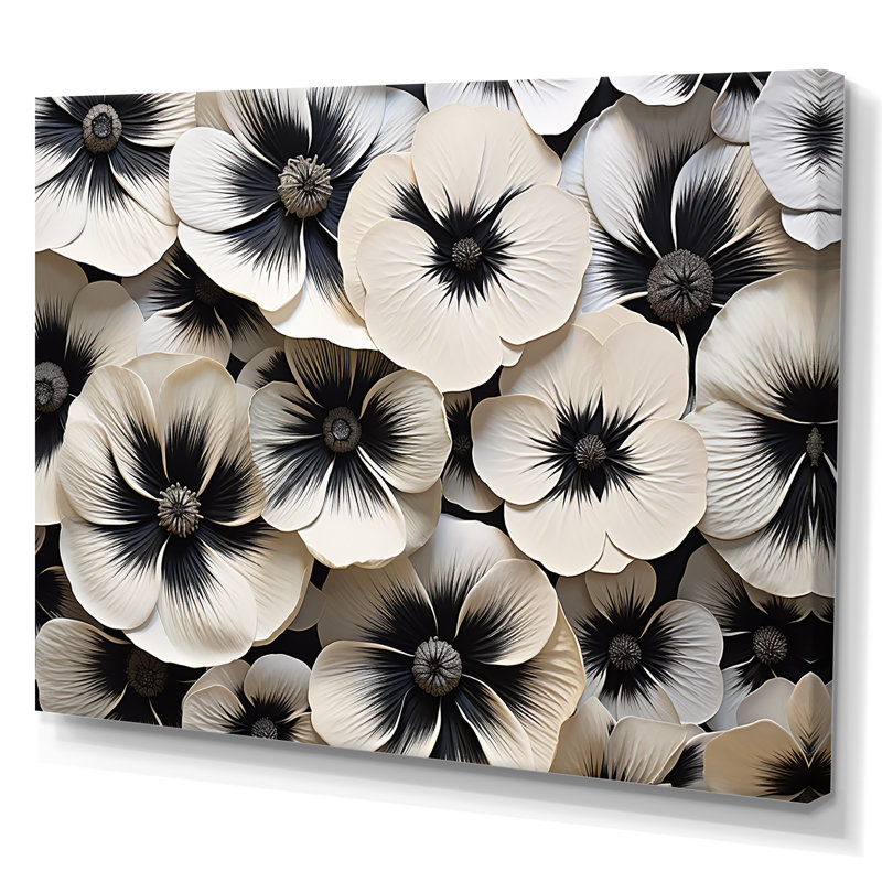 «White and Back Pansy Harmony I», reproduction sur toile, Toile tendue, H 24 po x l 32 po x P 1 po