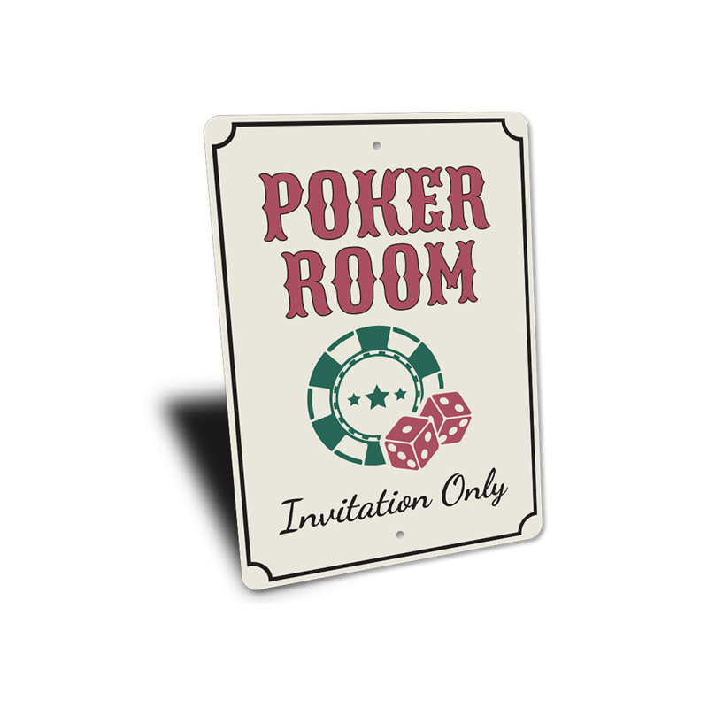 Enseigne de poker sur aluminium seulement, H 14 po x l 10 po x P 0,04 po