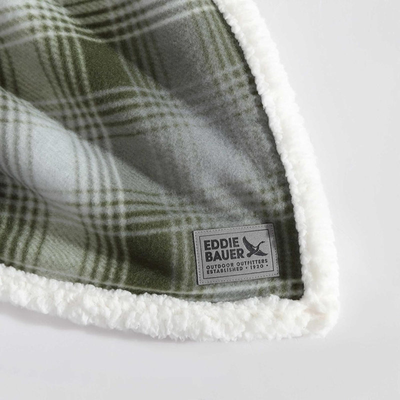 Literie en molleton brossé avec ensemble de literie Sherpa, L 0,75 po x L 70 po, Vert
