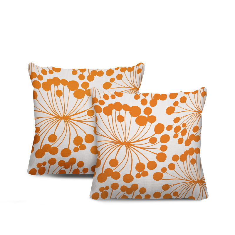 Housse et insert de coussin décoratif intérieur / extérieur en mélange de polyester, L 15 po x H 15 po, Orange