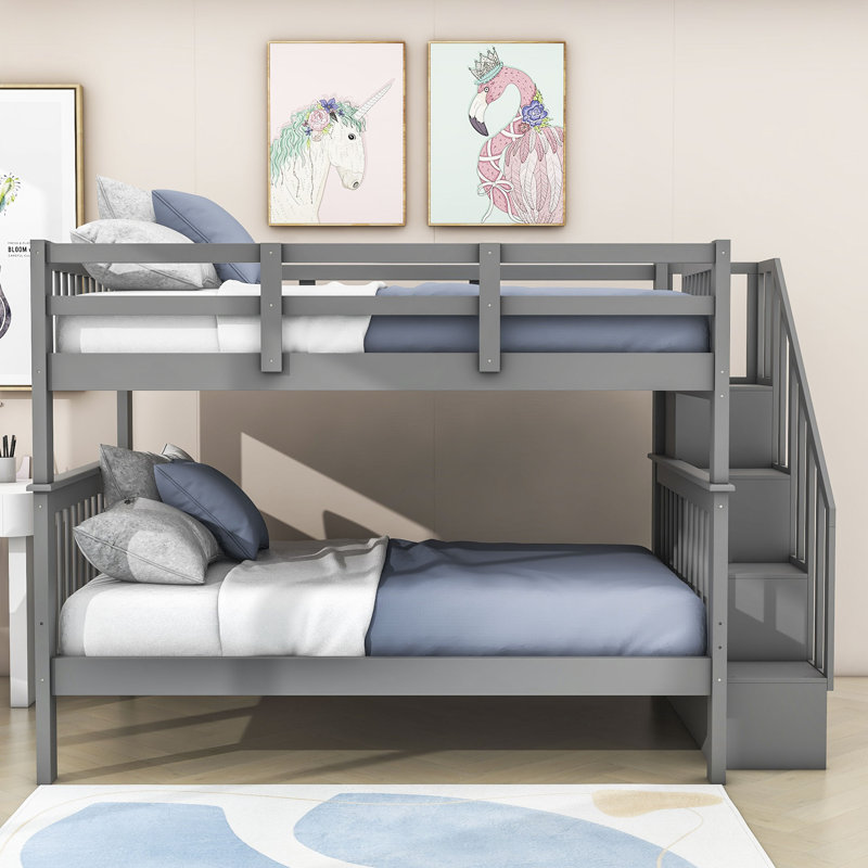 Dilayla Kids Full Over Full Bunk Bed, Gray