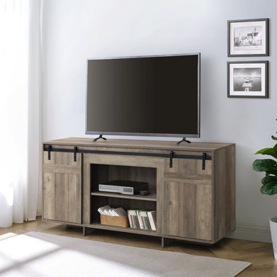 Chickanaw TV Stand with 2 Sliding Barn Doors