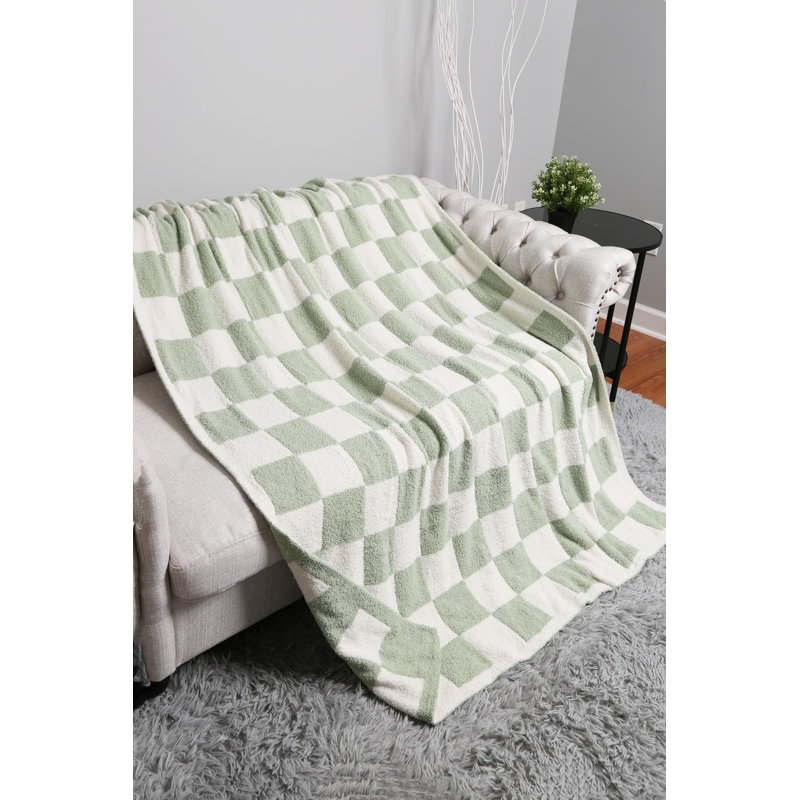 Jeté doux à carreaux , Sauge