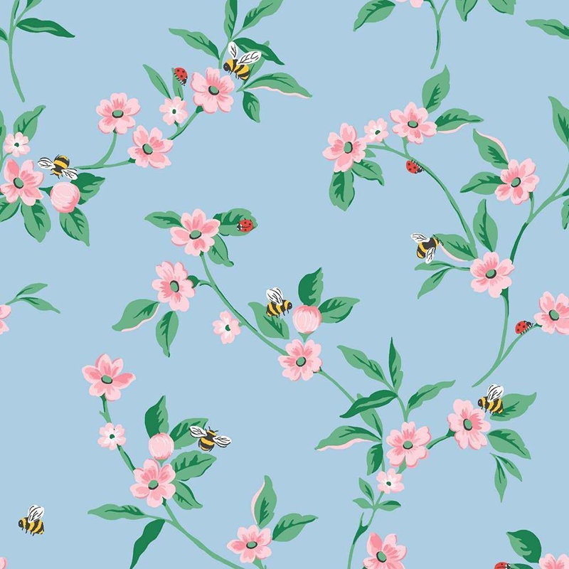 10.05m x 53cm Matte Wallpaper Roll, Blue/Pink