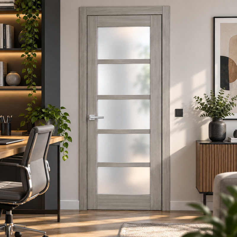 Porte-fenêtre massive Quadro 4002, couleur frêne gingembre, panneau simple, cadre, poignées, pour salle de bain ou chambre à coucher - 91,4 cm x 203,2 cm