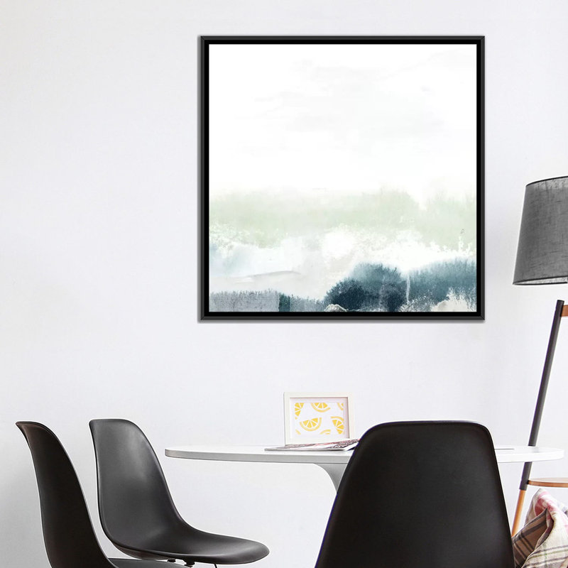 «Seafoam Horizon II», reproduction sur toile, H 18 po x l 18 po x P 1,5 po, Toile avec cadre flottant noir, Pas de tapis