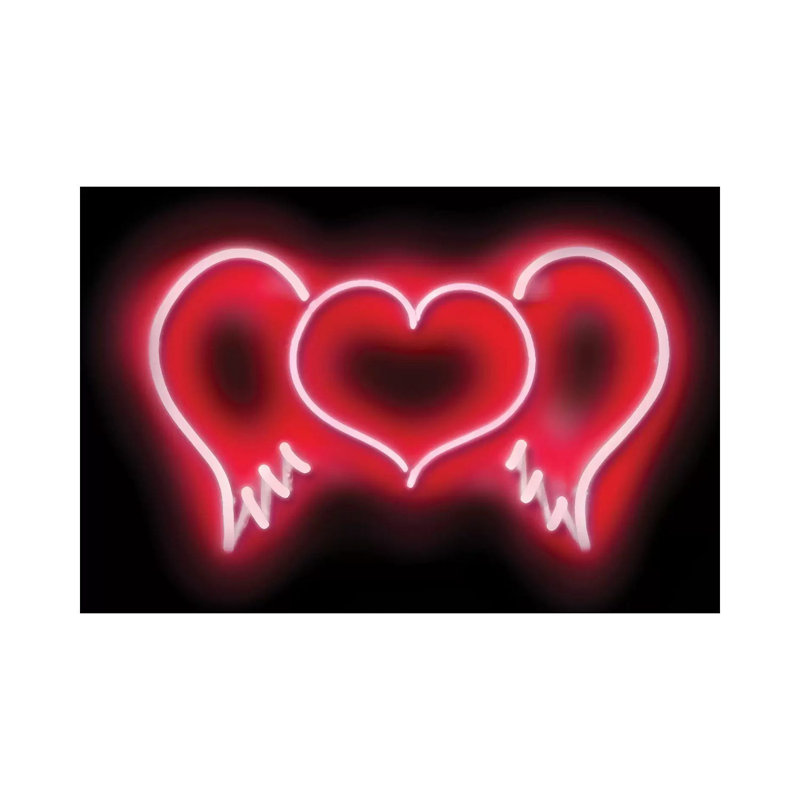 Neon Heart Wings Redon Black by Hailey Carr - Wrapped Canvas Print, 66.04 cm H x 45.72 cm W x 3.175 cm D