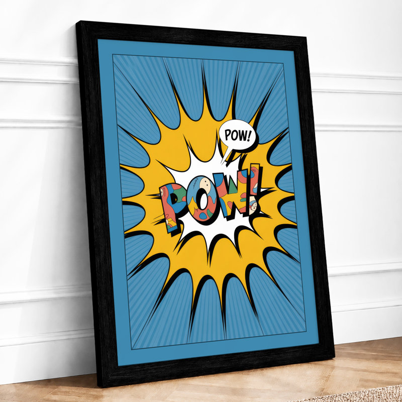 Comic Explosion Burst Retro - Framed Print, Black, A4 - 29.7 x 21.0 cm