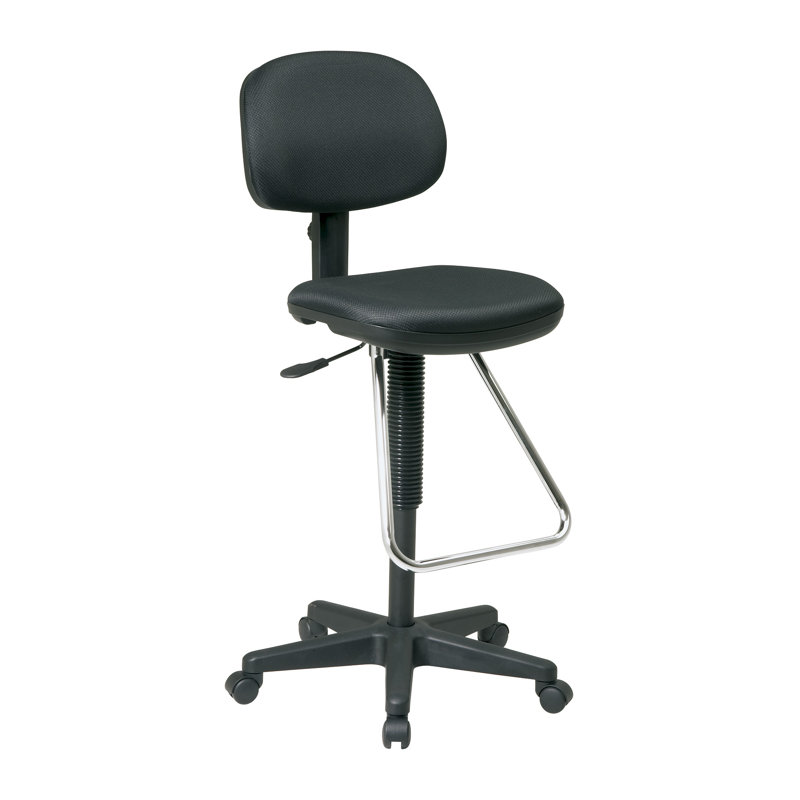 Polyester Blend Drafting Chair with Headrest, Diamond - Jet