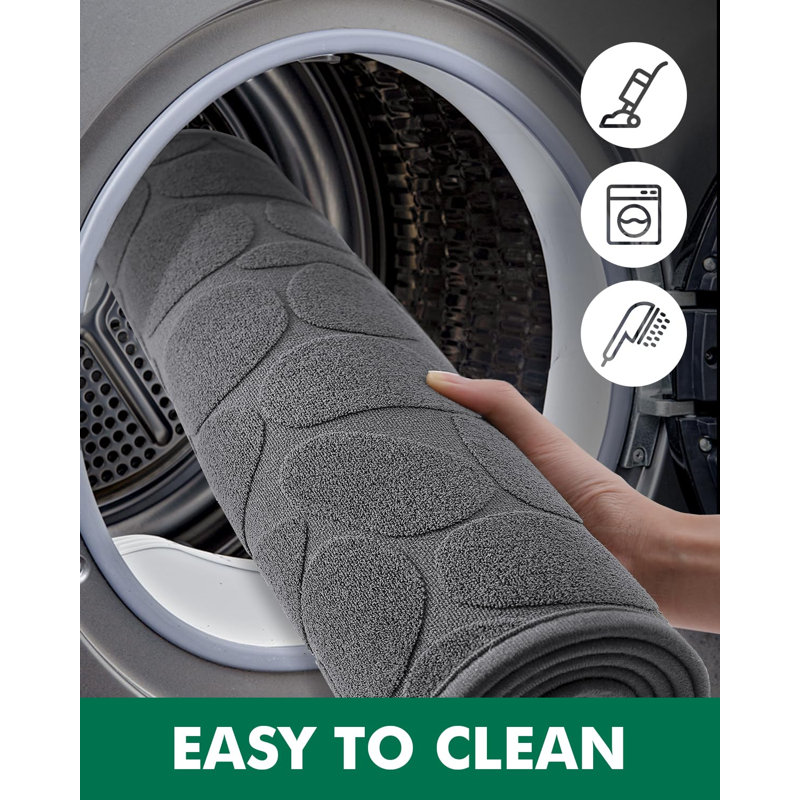 Emslie Non Slip Rubber Bath Rug, 16"W x 24"L, Gray