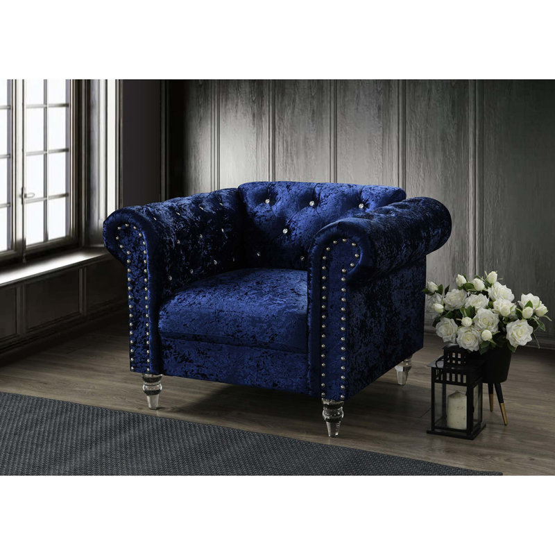 Fauteuil en velours Anina