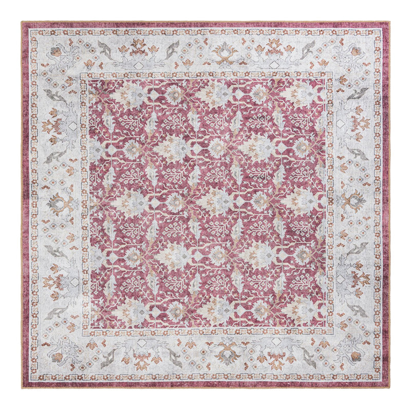 Masina Performance Chenille Floral Indoor Rug, Square 7'10" x 7'10"