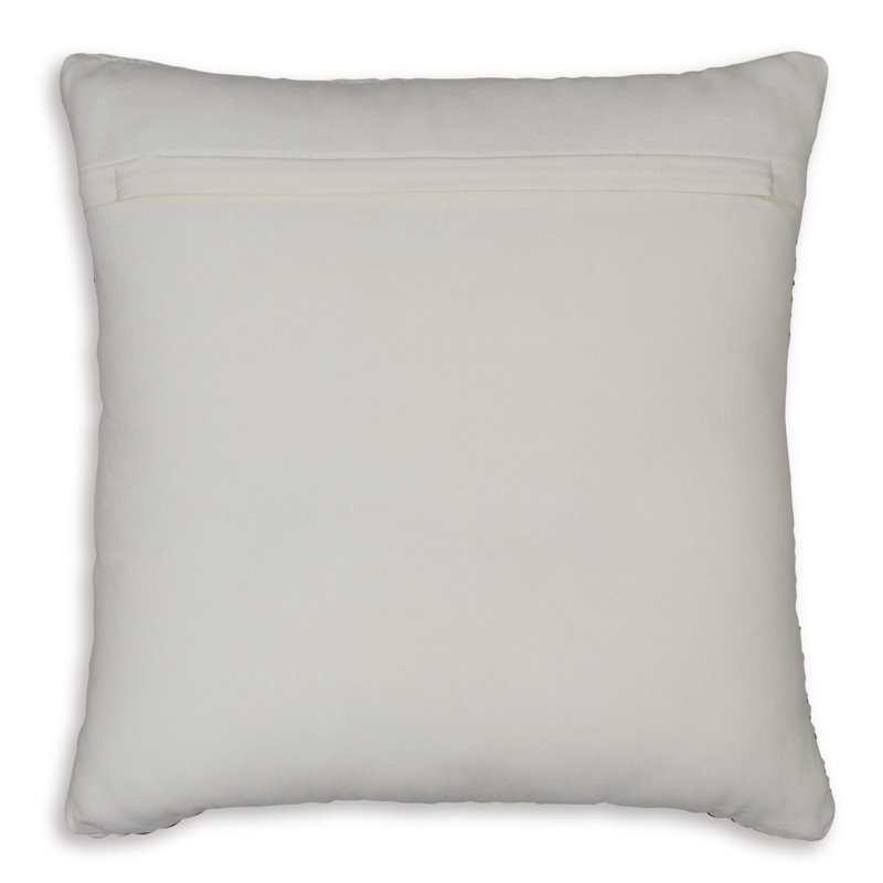 Rust and White Woven Stripe Square Throw Pillow