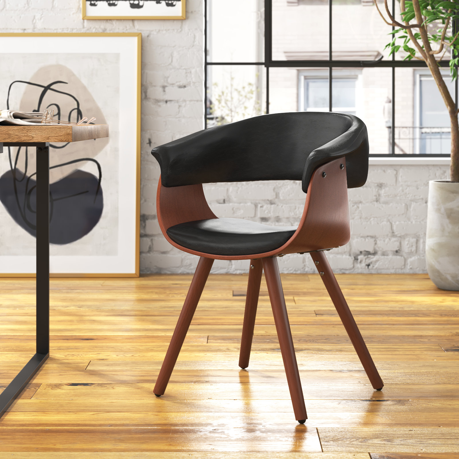 Steelside™ Gauri Faux Leather Mid-Century Dining Chair & Reviews