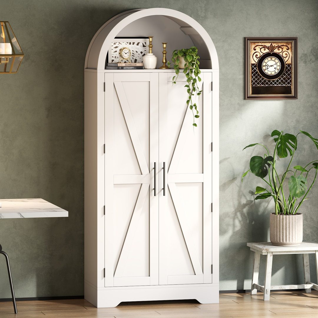 170 Cm Tall Storage Cabinet With Glass Doors