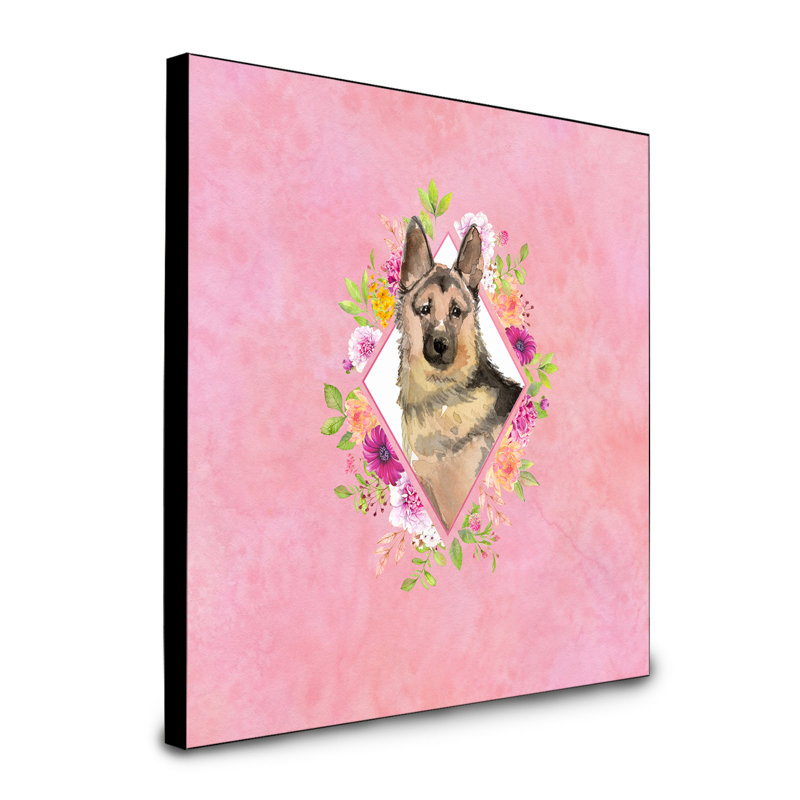 Panneau mural Dollman Flowers, Rose, Berger allemand noir / brun