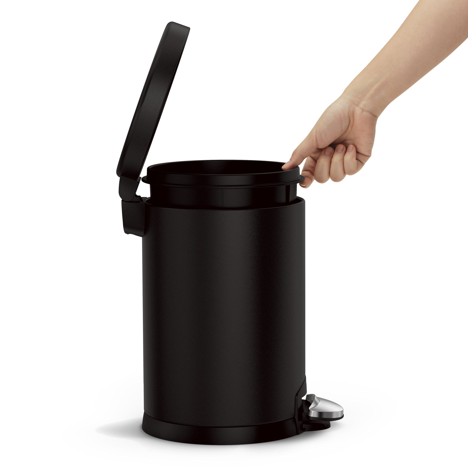 simplehuman 1.2gal Round Step-On Trash Can, Black
