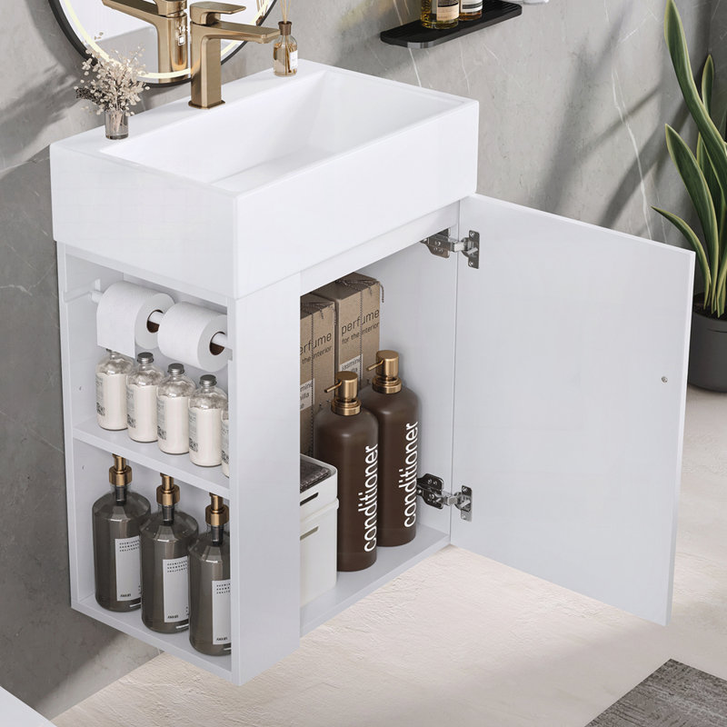 Meuble-lavabo 20 po avec lavabo en céramique, Blanc