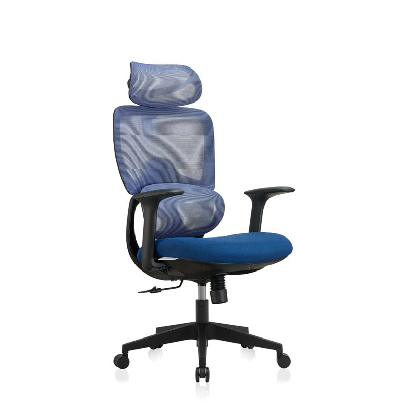 Saif Polyester Office Chair with Headrest, Blue