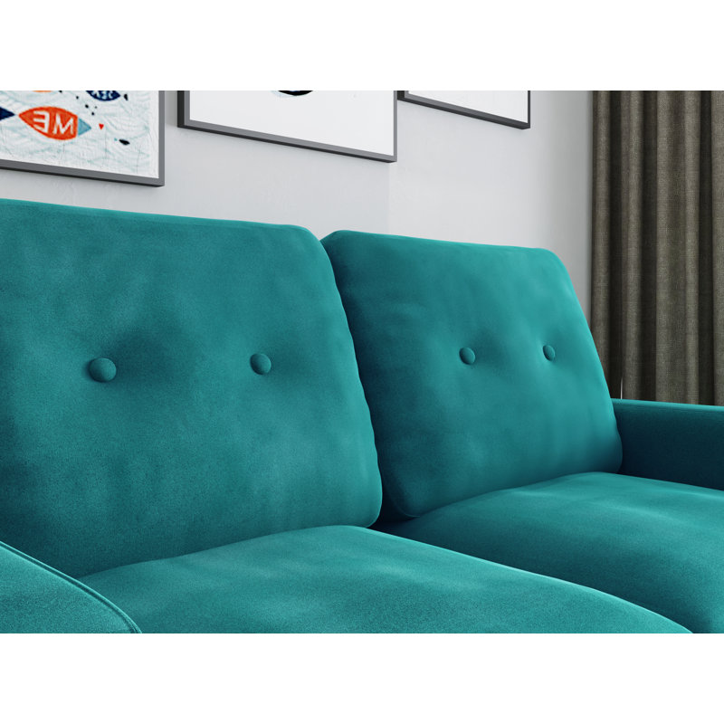 58'' Velvet Loveseat, Teal Blue Velvet 