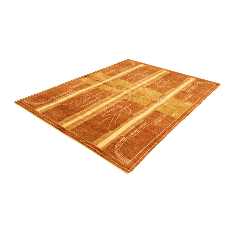 Tapis décoratif en laine de conception unique 4 pi x 6 pi 3 po noué à la main New Age