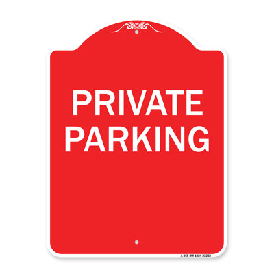 Enseigne Signmission Designer Series - Stationnement privé | Panneau architectural rouge et blanc en aluminium de gros calibre 18 po x 18 po | Protégez votre entreprise et votre commune | Fabriqué aux États-Unis