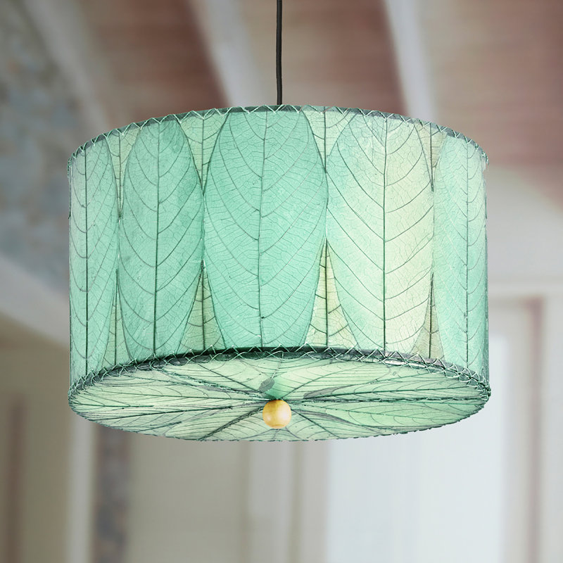 Quintan 3 - Light Drum Chandelier, Green, 10"H x 18" W