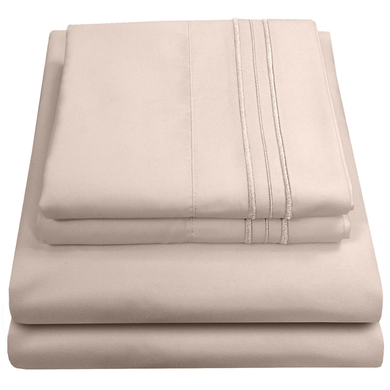 Luxurious Classic Soft Solid 1800 Series Microfiber Sheet Set, Various Colors and Sizes, Beige, King