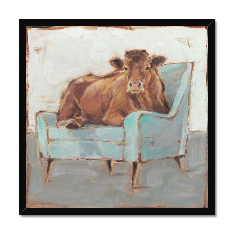 Moo-ving In IV by Ethan Harper - Painting, Black Framed Paper Print, 95cm H x 95cm W x 2.3cm D