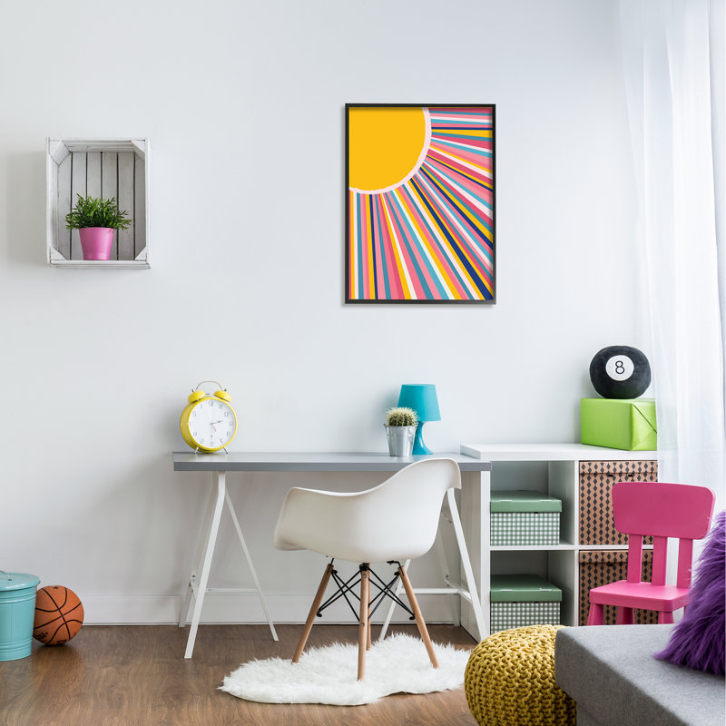 "Bold Iris Sunbeam", formes géométriques abstraites, art mural par Lisa Perry White, H 24 po x l 30 po