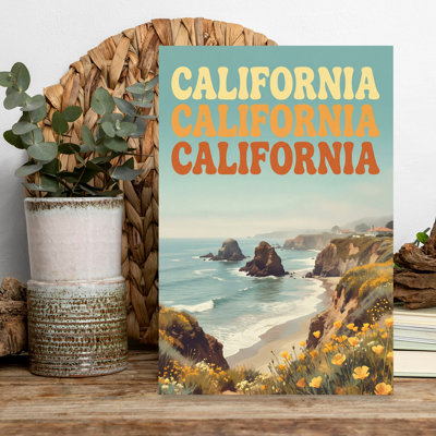 Retro California Coast by Andreas Magnusson - Wrapped Canvas Print