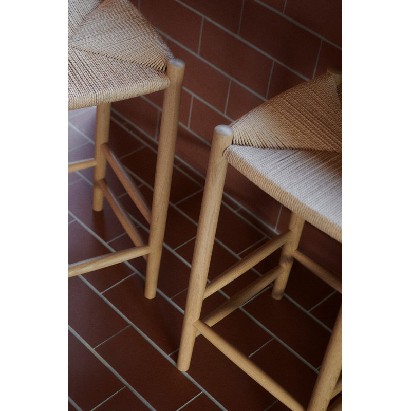 J164 Bar Stool with Solid Wood Frame, Natural, Counter Stool (27"Seat Height)
