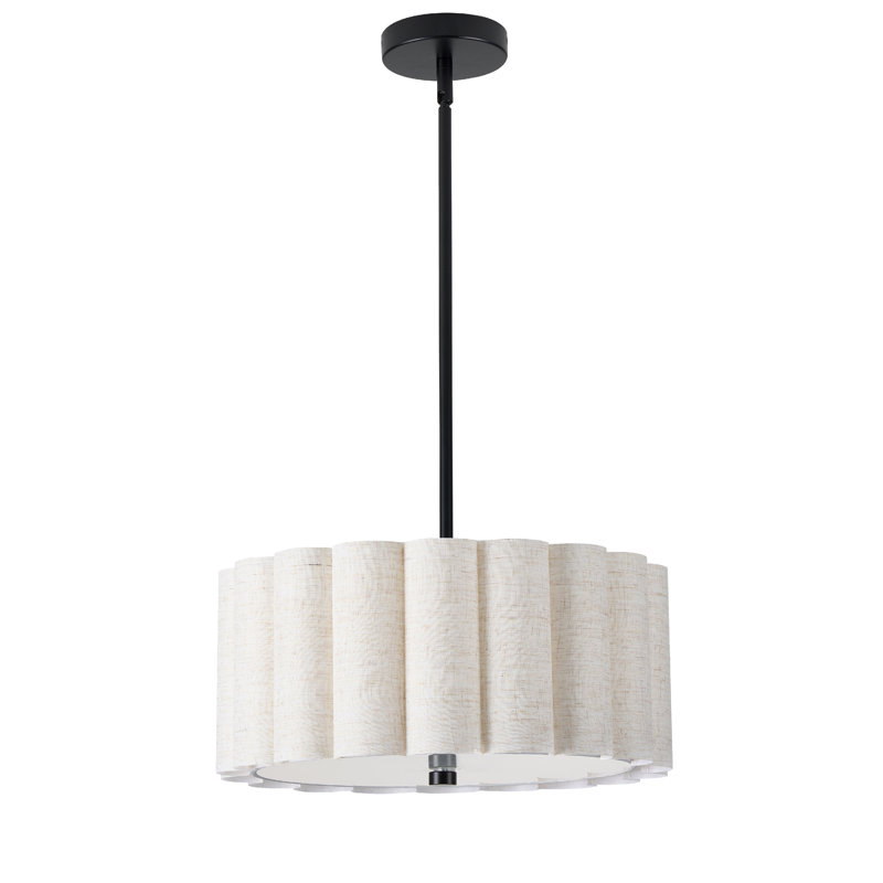Luminaire suspendu 3 lumières Kasten, Noir mat, Graine de lin