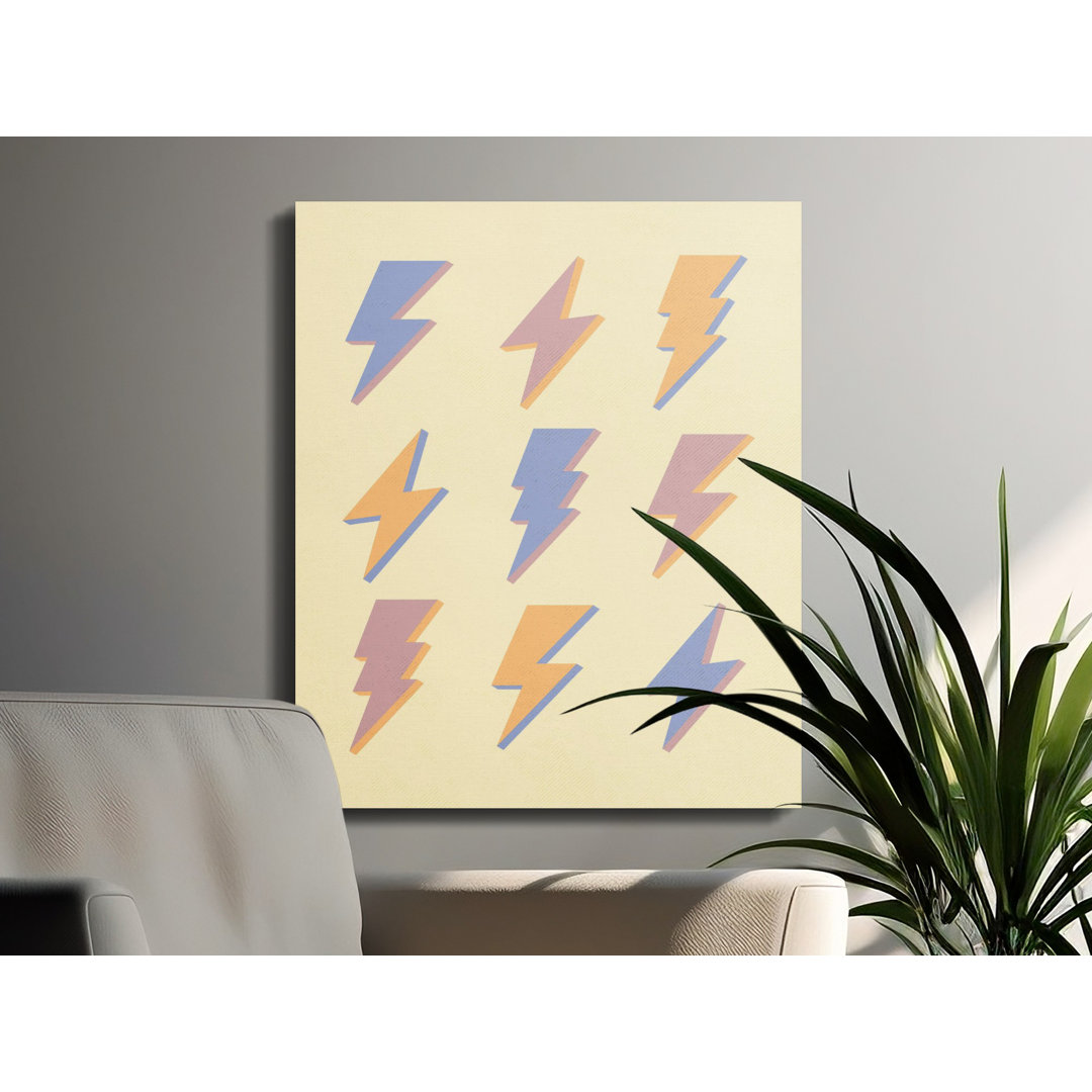 Lightning Bolt Canvas Wall Art, Gallery Wrapped Matte Print, Modern Pop Art, Ready to Hang, Archival Quality, Kids Room decor, Statement