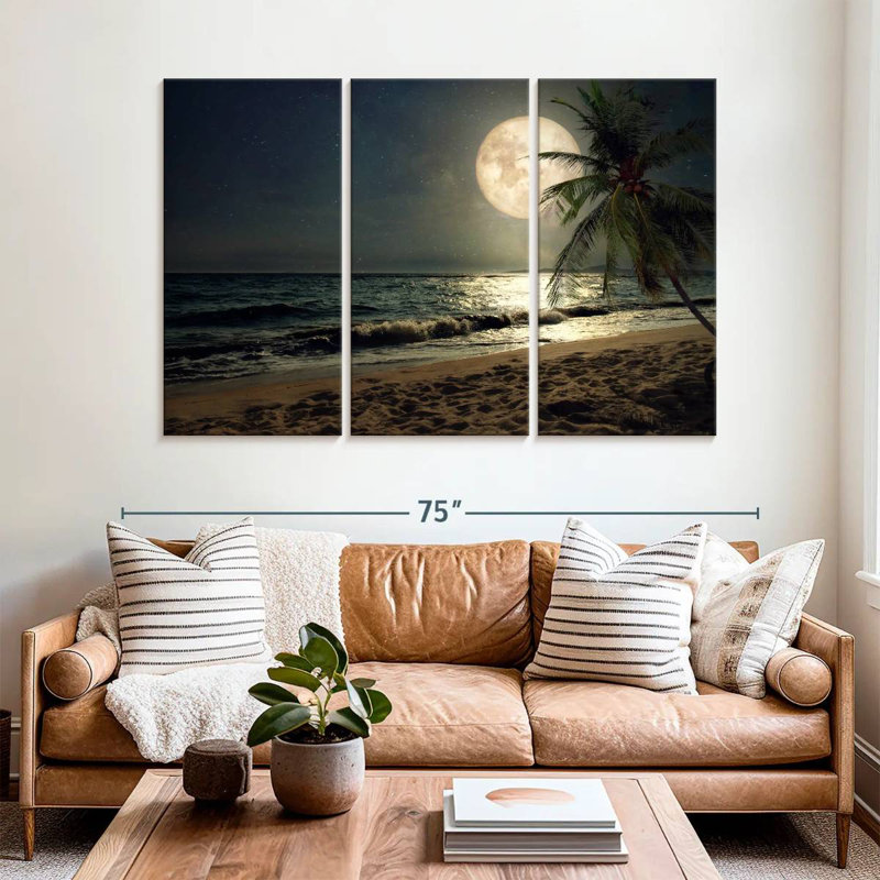 Supermoon sur une plage, H 42 po x l 65 po