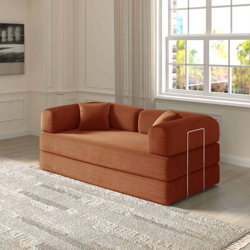 Canapé-lit pliable pour trois personnes 78,4 po Jordan, Orange