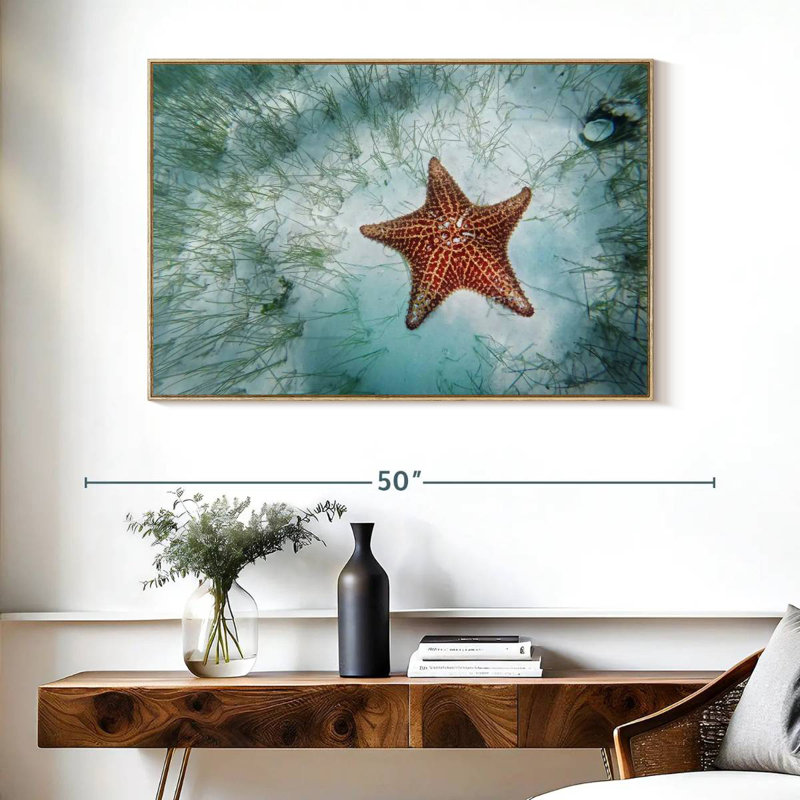 Étoile de mer peu profonde, Cadre flottant en bois naturel, 40 po x 27 po