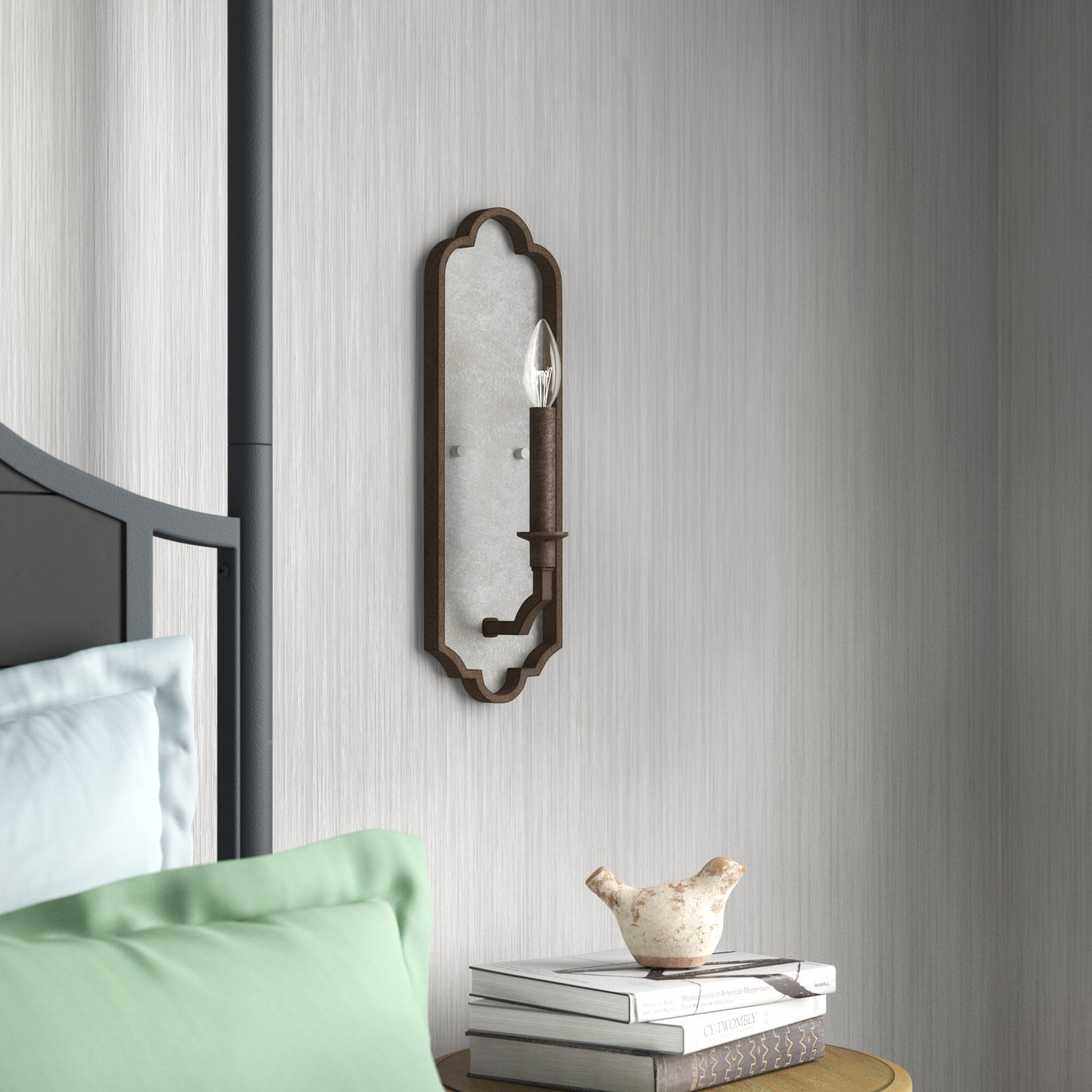 Single Light Wood Dimmable Candle Wall Light