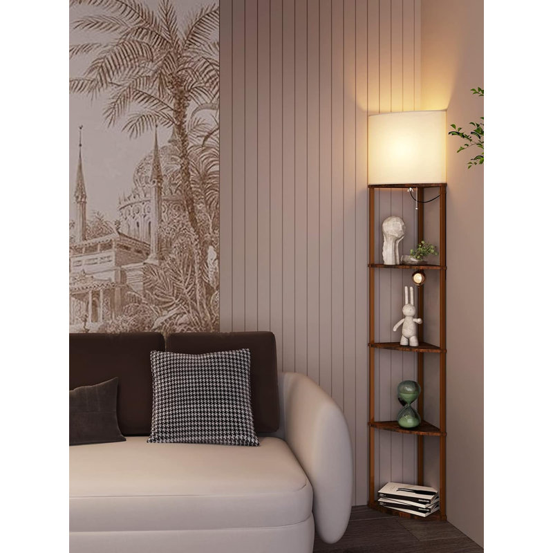 Turnersville 63'' LED Tray Table Floor Lamp, Brown