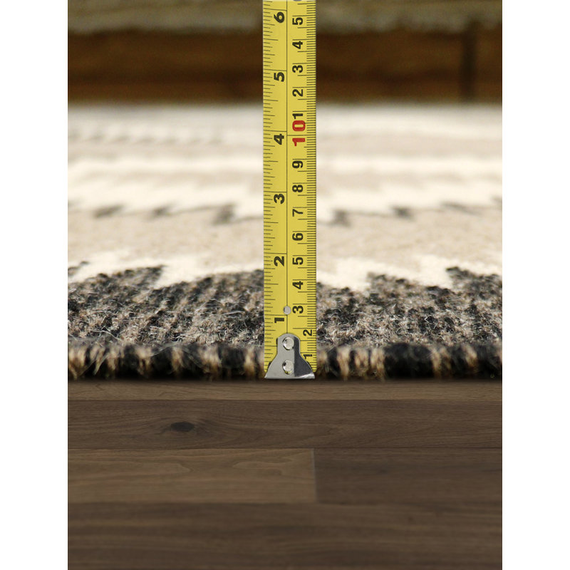 Hand-Knotted Geometric Wool Area Rug 8' x 10' Light Beige
