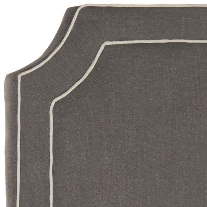 Cloverdale Upholstered Panel Headboard, Twin, Charcoal/True Taupe Piping